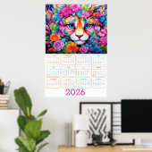 Fierce & Flourished: 2026 Tiger Wall Calendar Poster (Thuiskantoor)