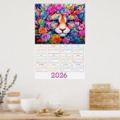 Fierce & Flourished: 2026 Tijger Muurkalender Poster (Keuken)
