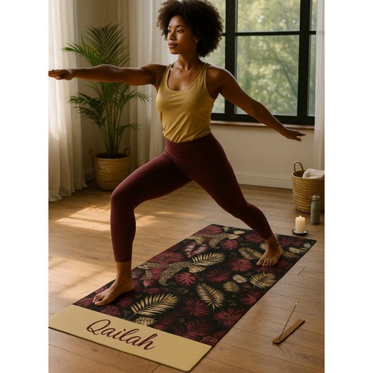 Fierce Flow Bourgogne, Goud & Oerwoud Vibes Yogamat