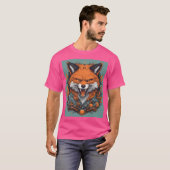 Fierce Fox with Floral Accents T-shirt (Voorkant volledig)