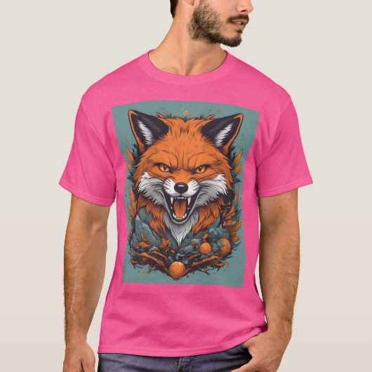 Fierce Fox with Floral Accents T-shirt (Voorkant)