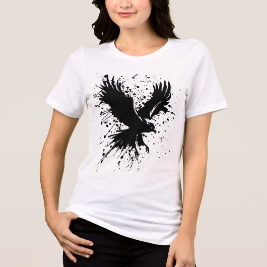 Fierce & Free – Vrouwen Eagle Ink Splatter Tri-Blend Shirt (Voorkant)