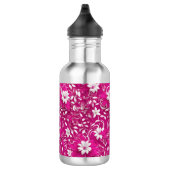Fierce Fuchsia Wit 3D Bloemen Patroon Ontwerp Waterfles (Rechts)