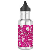 Fierce Fuchsia Wit 3D Bloemen Patroon Ontwerp Waterfles (Links)