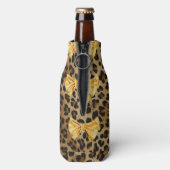 Fierce Girly Leopard Print & Glinsterende Gouden B Flesjeskoeler (Fles Achterkant)