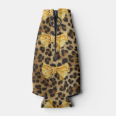 Fierce Girly Leopard Print & Glinsterende Gouden B Flesjeskoeler (Achterkant)