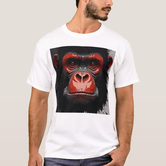 "Fierce Gorilla Graphic T-Shirt – Bold Animal Face (Voorkant)
