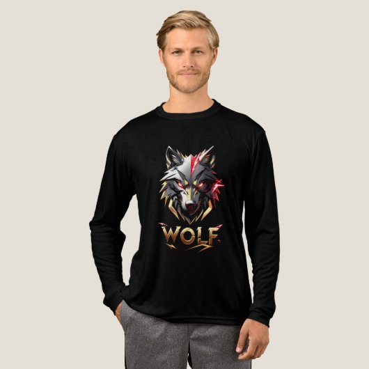 Fierce Gouden & Rode Wolf Hoofd T-shirt Ontwerp (Voorkant)