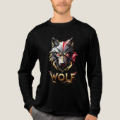 Fierce Gouden & Rode Wolf Hoofd T-shirt Ontwerp (Voorkant volledig)