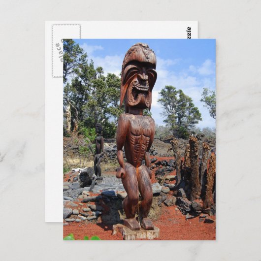 Fierce Hawaiian Ki'i Sculpture Briefkaart (Voorkant / Achterkant)