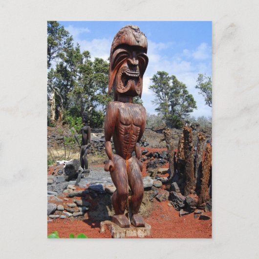 Fierce Hawaiian Ki'i Sculpture Briefkaart (Voorkant)
