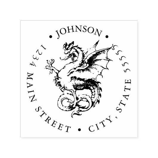  Fierce Heraldic Dragon Return Label Zelfinktende Stempel (Design)