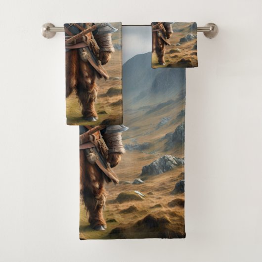 Fierce Highland Warrior: de moedige Koe Viking Bad Handdoek (Insitu)