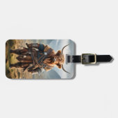 Fierce Highland Warrior: de moedige Koe Viking Bagagelabel (Voorkant horizontaal)
