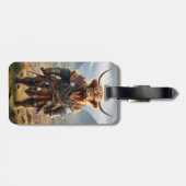 Fierce Highland Warrior: de moedige Koe Viking Bagagelabel (Achterkant horizontaal)