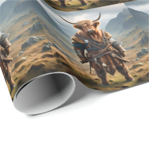 Fierce Highland Warrior: de moedige Koe Viking Cadeaupapier