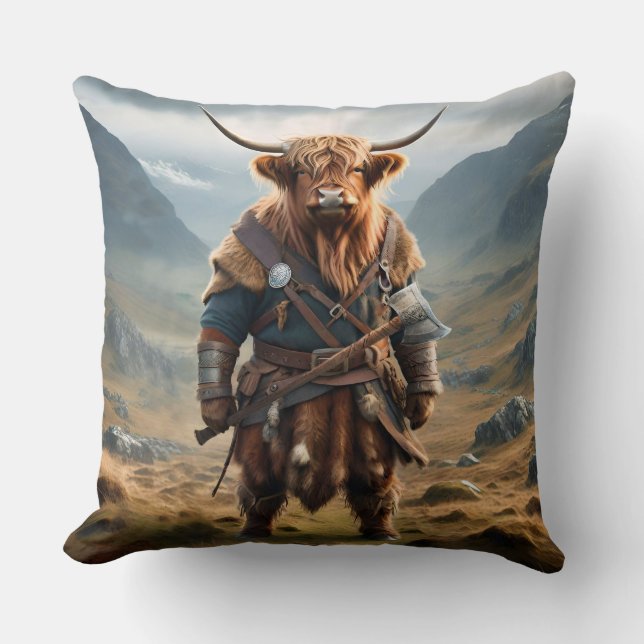 Fierce Highland Warrior: de moedige Koe Viking Kussen (Voorkant)