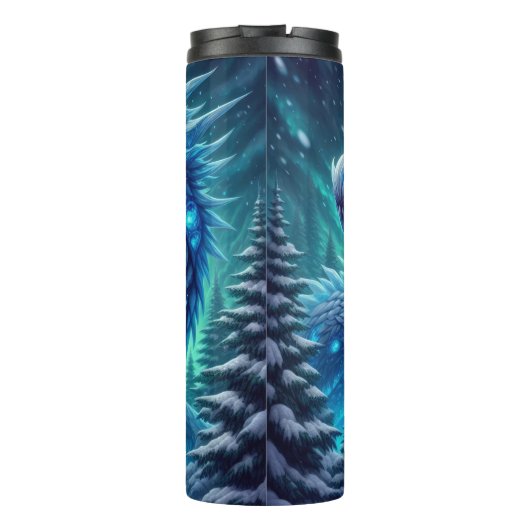 Fierce Ice Dragon in Forest Thermosbeker (Achterkant)