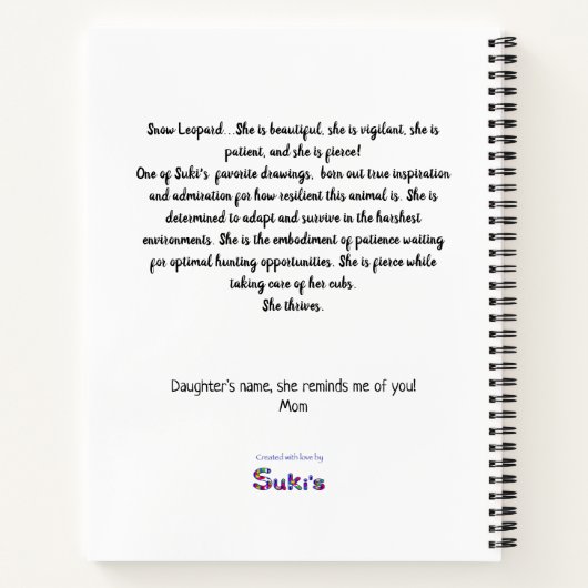 Fierce is een prachtig sneeuwluipaard notitieboek (Achterkant)