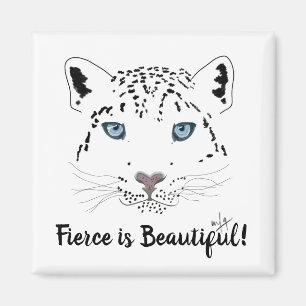 Fierce is mooi   Moderne sneeuwluipaard Magneet
