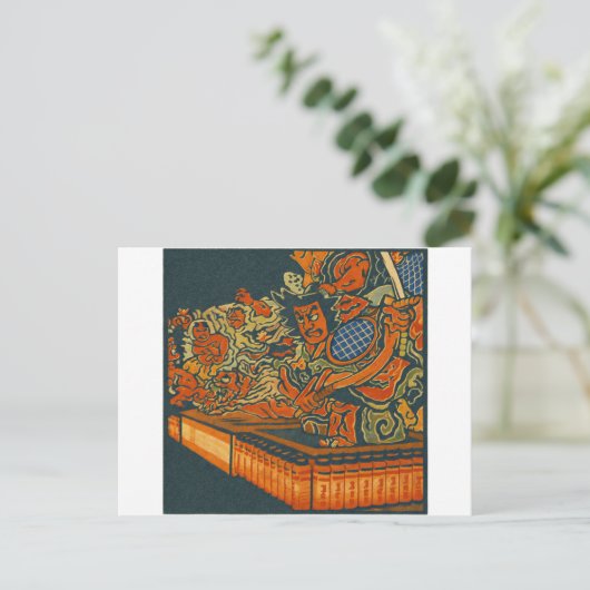 Fierce Kabuki Warriors – Japanese Woodblock Spirit Briefkaart (Staand voorkant)