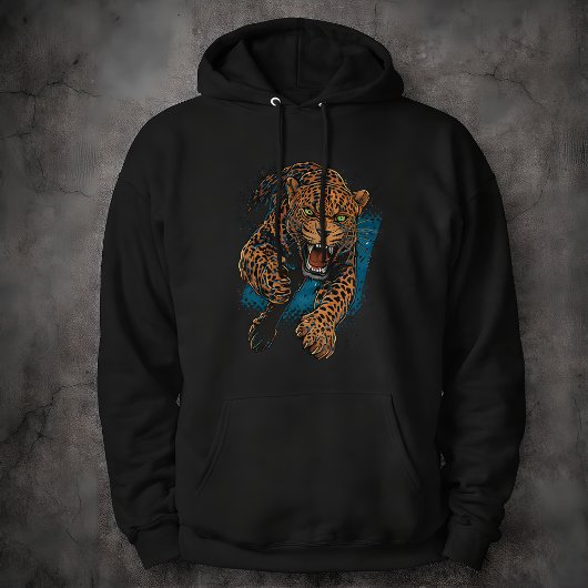 Fierce Leopard Big Cat Wildlife Art Animal Hoodie