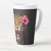 Fierce Leopard Pink Flower Keychain Latte Mok (Rechterhoek)