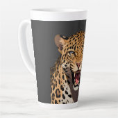 Fierce Leopard Pink Flower Keychain Latte Mok (Linkerhoek)
