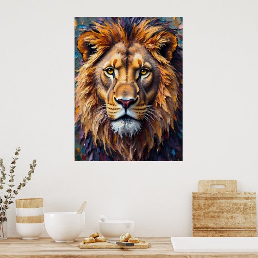 Fierce Lion Close-up Poster (Keuken)