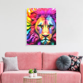Fierce Lion "Defender" Kleurrijke Abstract Christe Canvas Afdruk (Insitu (Woonkamer))