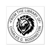 Fierce Lion Head Baring Teeth Library Boeknaam Zelfinktende Stempel (Design)