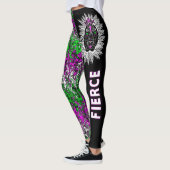 Fierce Lion-Leggings, zwart met kleurrijk patroon Leggings (Links)