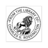 Fierce Lion op Cliff Ledge Library Boeknaam Zelfinktende Stempel (Design)