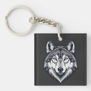 Fierce Lone Wolf Head Grafische Acryl Sleutelhange Sleutelhanger