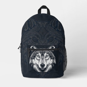 Fierce Lone Wolf Head Grafische All-Over Printtas Bedrukte Rugzak