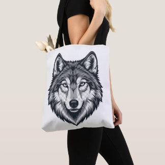 Fierce Lone Wolf Head Grafische T-Shirt Tote Bag