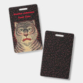 Fierce Looking Face of Tiger op Zwart Rood stip Badge (Voor- en achterkant)