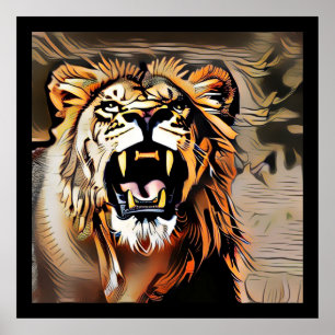 Fierce Majestic Lion - koning van de beesten Poster