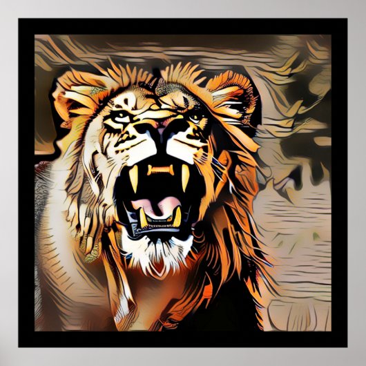 Fierce Majestic Lion - koning van de beesten Poster (Voorkant)