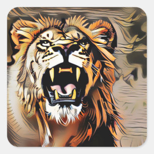 Fierce Majestic Lion - koning van de beesten Vierkante Sticker