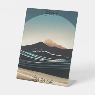 Fierce Minimalist Monta strand Ocean Wave Logo - Reclamebord Met Voetstuk