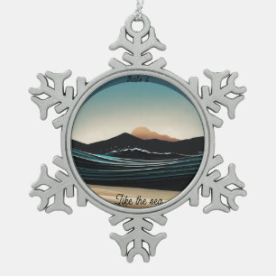 Fierce Minimalist Monta strand Ocean Wave Logo - Tin Sneeuwvlok Ornament