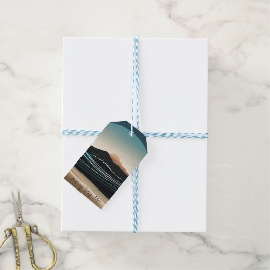 Fierce Minimalist Monta strand Ocean Wave-ontwerp Cadeaulabel (Met Touw)