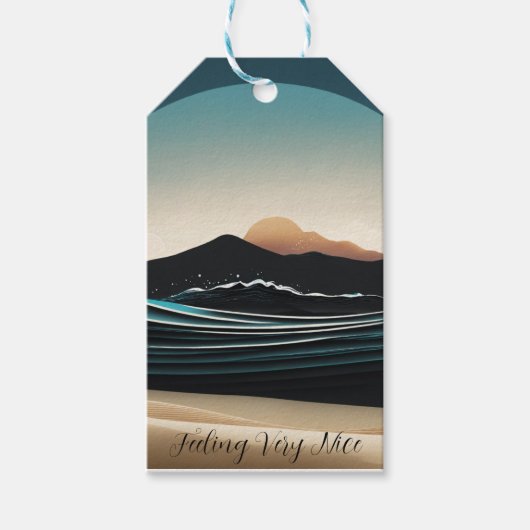 Fierce Minimalist Monta strand Ocean Wave-ontwerp Cadeaulabel (Voorkant)