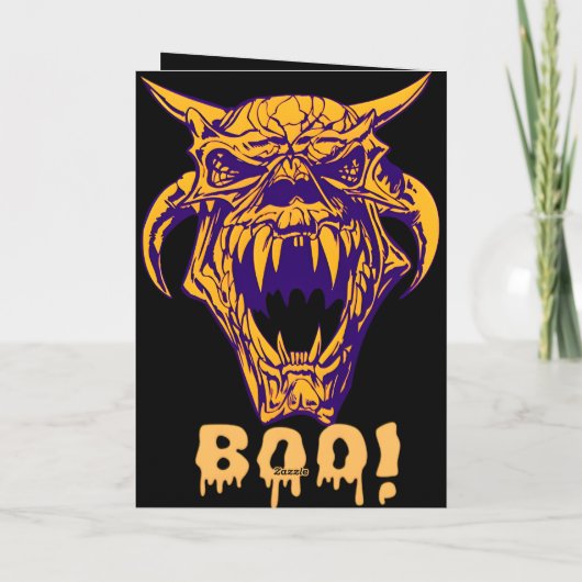Fierce Monster BOO Halloween Scary Design Kaart (Achterkant)
