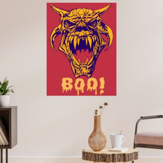 Fierce Monster BOO Halloween Scary Design Poster