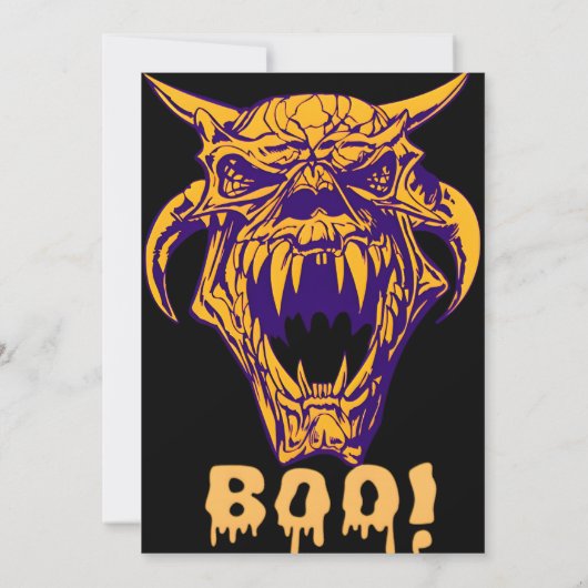 Fierce Monster BOO Scary Halloween Invitation Kaar Kaart (Achterkant)