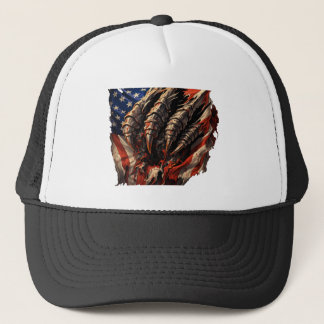 Fierce Monster Tearing American Flag Art Trucker Pet