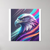 Fierce Neon Eagle - gestileerde kop met geometrisc Canvas Afdruk (Voorkant)