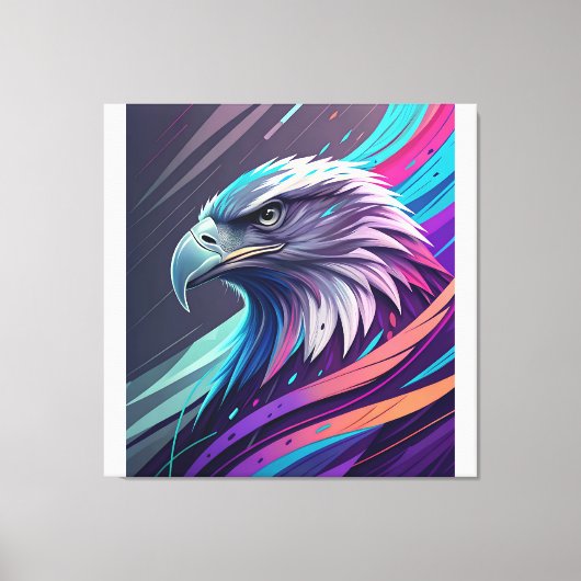 Fierce Neon Eagle - gestileerde kop met geometrisc Canvas Afdruk (Voorkant)